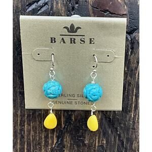 Barse Spring Teardrop Earrings- Turquoise & Citrus Jade- Sterling Silver- NWT